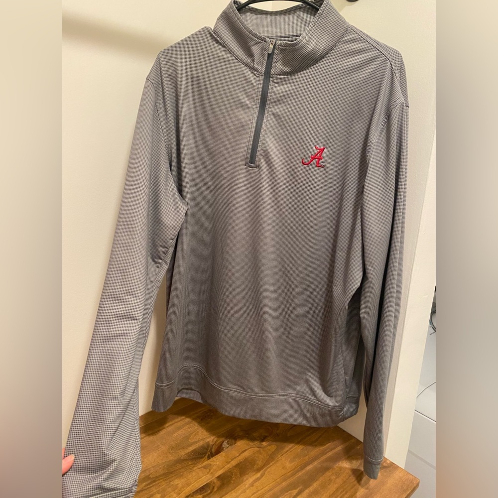 Peter Millar Alabama Gray Houndstooth Quarter Zip